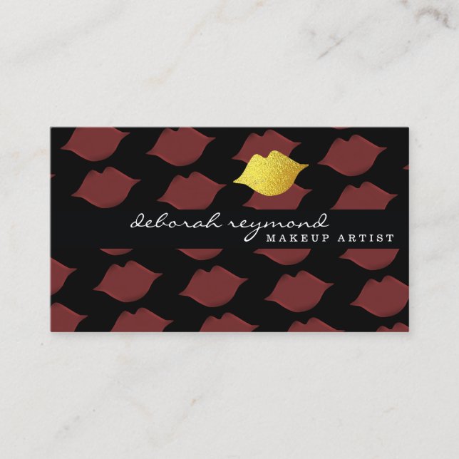 graphic pattern of lips beauty makeup business card (Front)