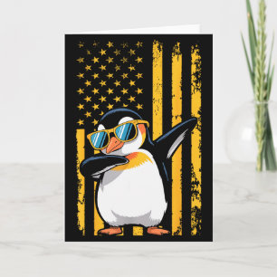 Graphic Penguin Retro American Flag Funny Penguin Card