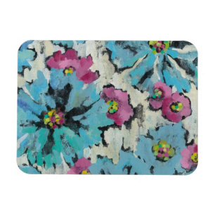 Graphic Pink and Blue Floral Magnet
