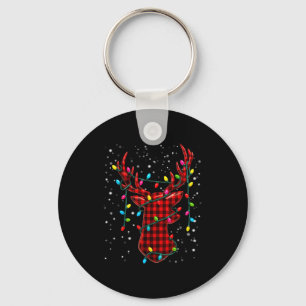 Graphic Plaid Rudolph Christmas Tree Light Xmas Me Key Ring