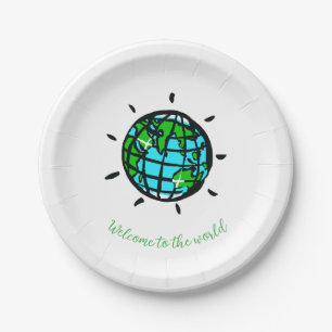 Graphic Planet Earth -  Baby shower- Party  Paper Plate