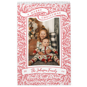 Graphic Poinsettia Christmas Photo Calendar