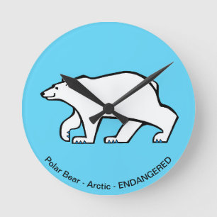 Graphic Polar BEAR-Arctic wildlife - Ice blue Round Clock