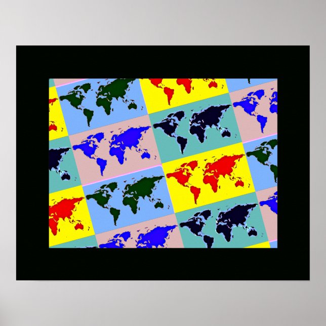 graphic pop art world map poster (Front)