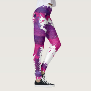 Graphic Purple Pink Artistic Paint Explosion Leggings