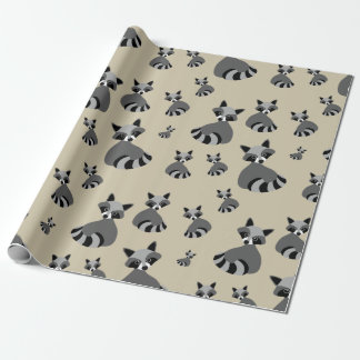 Graphic Racoon Pattern Wrapping Paper
