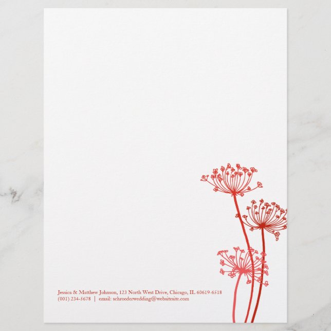 Graphic red flower cows parsley letterhead (Front)