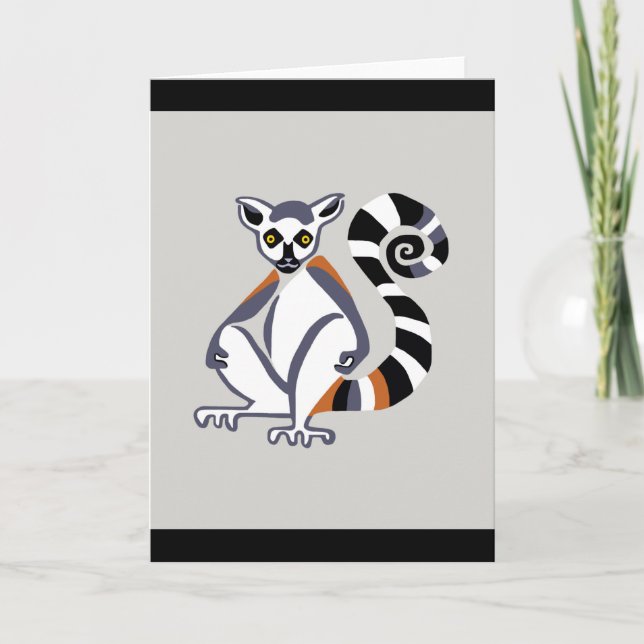 Graphic Ring-tailed LEMUR -Wildlife - Nature - Card (Front)