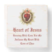 Graphic Sacred Heart of Jesus Wooden Box Sign
