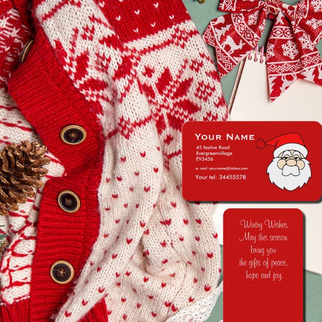 graphic Santa   in red Business Card (Creator Uploaded)