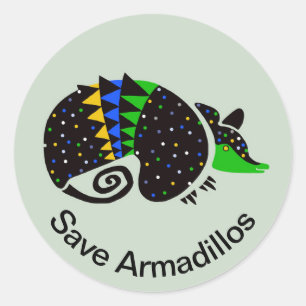 Graphic - Save  ARMADILLOS  - Wildlife - Nature - Classic Round Sticker