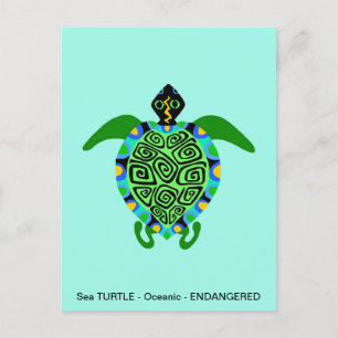 Graphic Sea TURTLE - Endangered animal - Wildlife Postcard