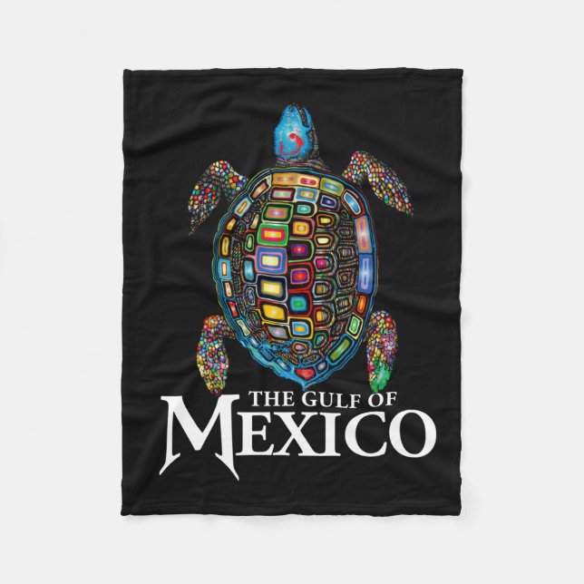 Graphic Sea Turtle Gulf Of Mexico Never Forget Ant Fleece Blanket (Front)