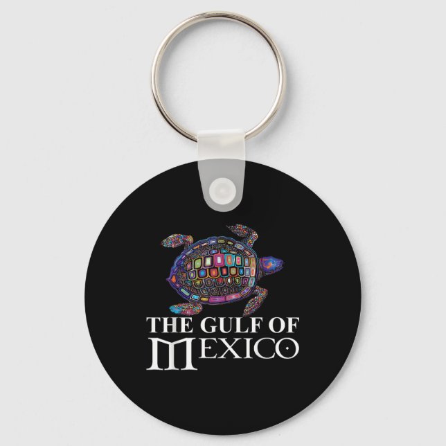 Graphic Sea Turtle Gulf Of Mexico Never Forget Tru Key Ring (Front)