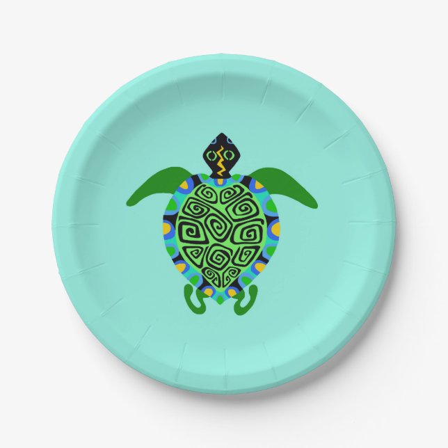Graphic  Sea TURTLE  - Wild animals Nature - Party Paper Plate (Front)
