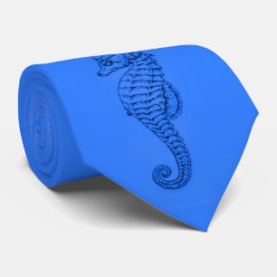 graphic seahorse in blue tie