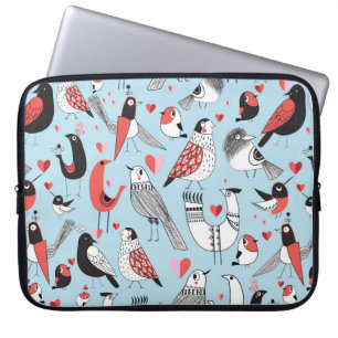 Graphic seamless pattern of funny pictures of bird laptop sleeve
