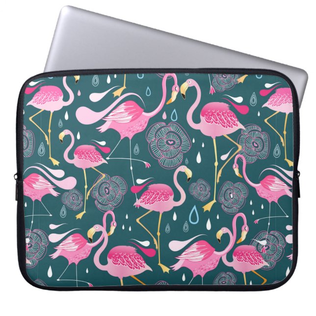 Graphic seamless pattern with bright flowers and f laptop sleeve (Front)