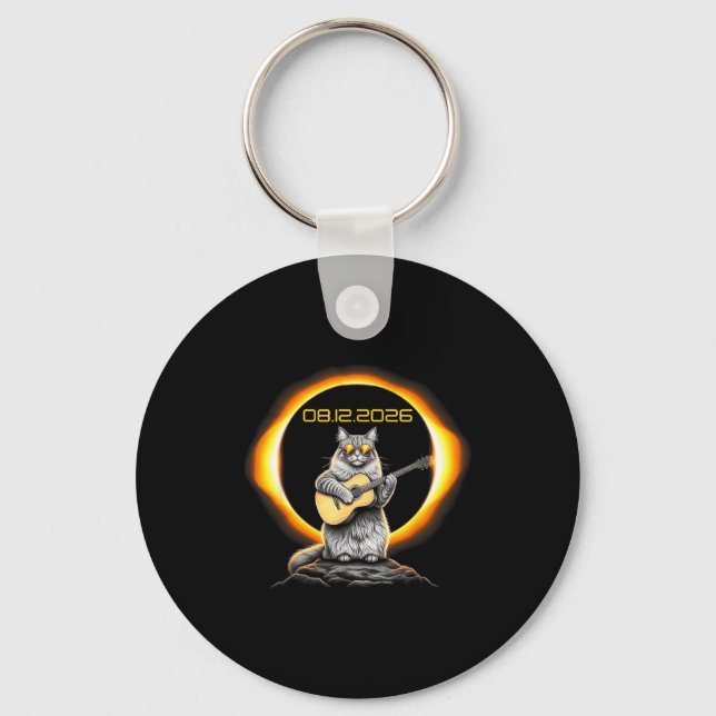 Graphic Shirt Eclipse Cat Guitar 08 12 Key Ring (Front)