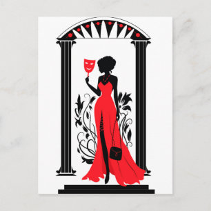 Graphic silhouette of a woman postcard