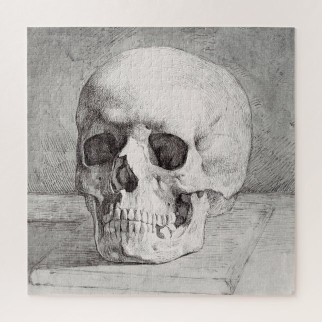 Graphic Skull Art: Minimalist & Bold Ink Design Jigsaw Puzzle (Vertical)