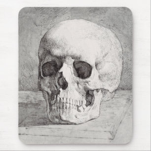 Graphic Skull Art: Minimalist & Bold Ink Design Mouse Pad