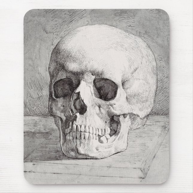 Graphic Skull Art: Minimalist & Bold Ink Design Mouse Pad (Front)