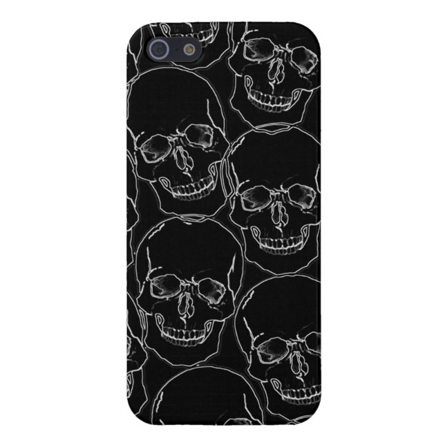 Graphic Skulls White Outline on Black iPhone5 Case (Back)
