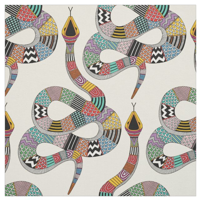 graphic snake cream fabric (Swatch)