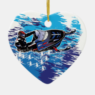 Graphic Snowmobiler Ceramic Tree Decoration