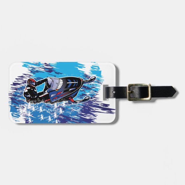 Graphic Snowmobiler Luggage Tag (Front Horizontal)