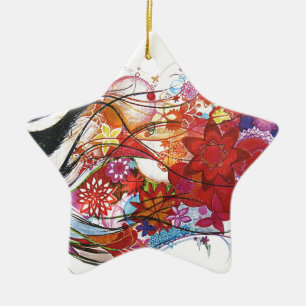 Graphic Sparrow Ceramic Tree Decoration
