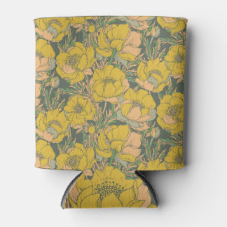 Graphic Spring Trollius Flowers Can Cooler