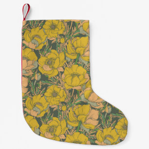 Graphic Spring Trollius Flowers Small Christmas Stocking