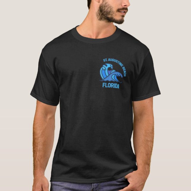 Graphic St Augustine Beach Florida Pocket Wave Sou T-Shirt (Front)