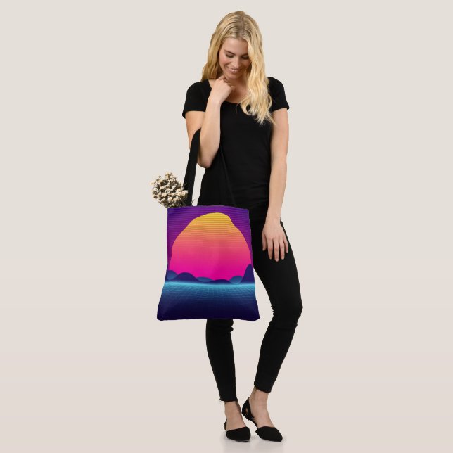 Graphic Sunset Tote Bag (On Model)