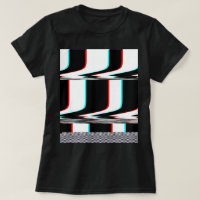 Graphic t-shirt: Glitch stripes with checkboard