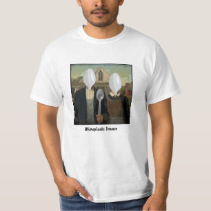 Graphic t-shirt image parody American Gothic.