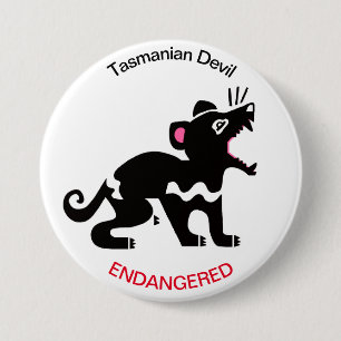 Graphic TASMANIAN DEVIL -Endangered animal -Nature 7.5 Cm Round Badge
