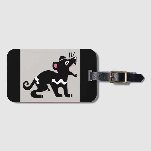 Graphic Tasmanian DEVIL - Wildlife  - Black Luggage Tag (Front Horizontal)