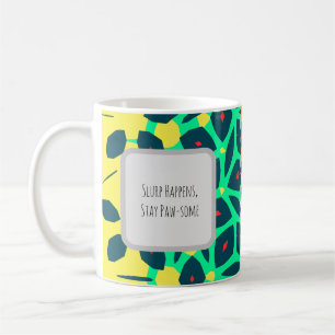 Graphic Teal Yellow, Peach, Blue, Green Pattern Coffee Mug