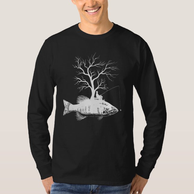 Graphic Tree Fishing Rod  Fish Smallmouth Bass 1 T-Shirt (Front)