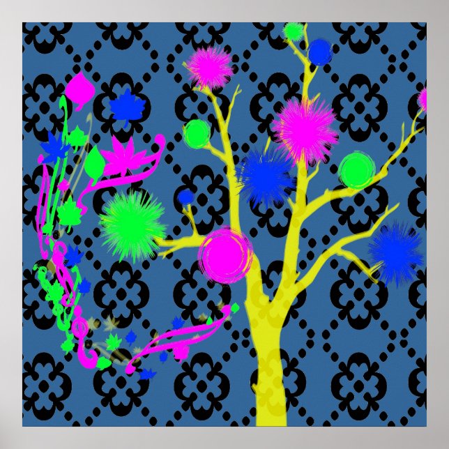 Graphic Tree in Neon Colours Poster (Front)