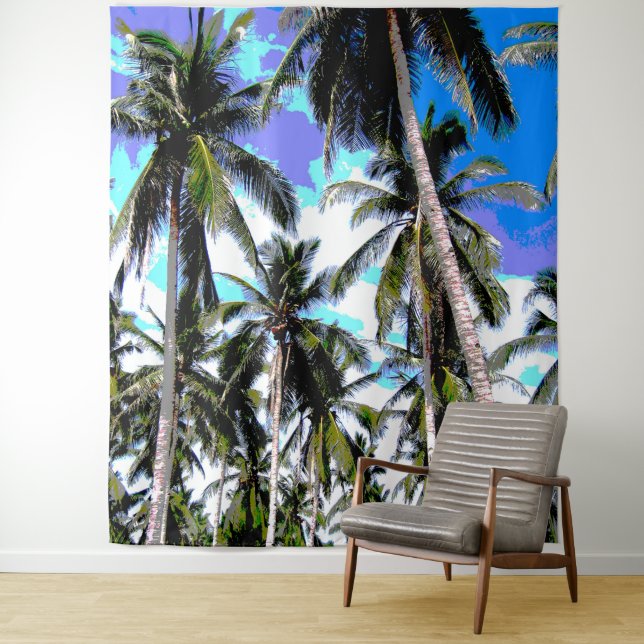 Graphic Tropical Palm Trees Focal Point Tapestry (In Situ)
