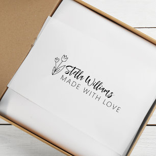 Graphic Tulip Script Made With Love Rubber Stamp