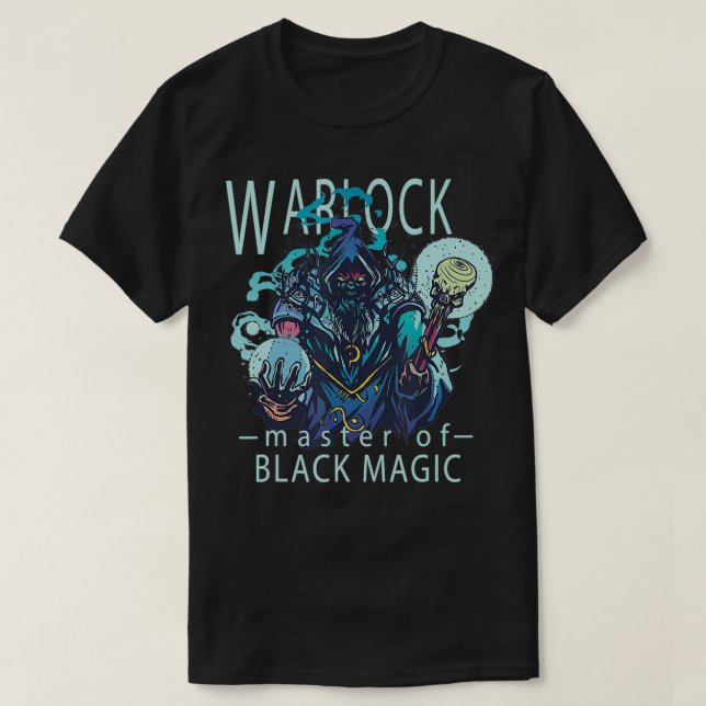 Graphic Warlock Sorcerer Black Magic Spellcaster T T-Shirt (Design Front)