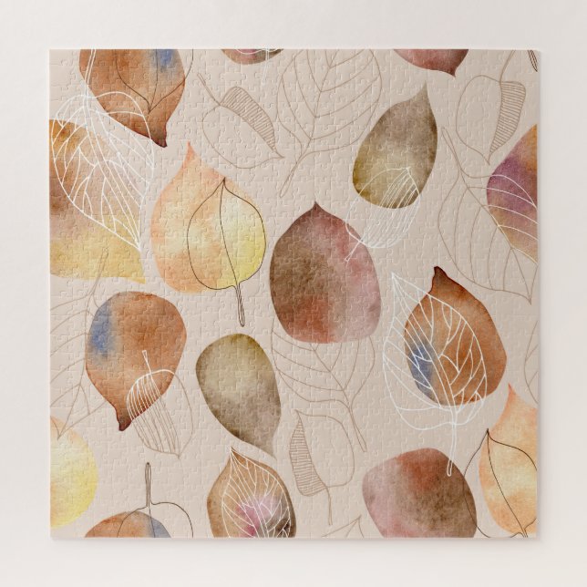 Graphic Watercolor Leaf Autumn Design Jigsaw Puzzle (Vertical)