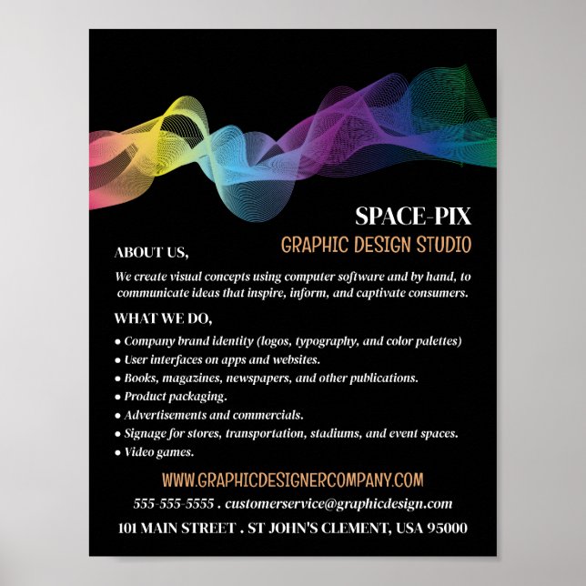 Graphic Wave Design, Graphic Designer Advertising Poster (Front)