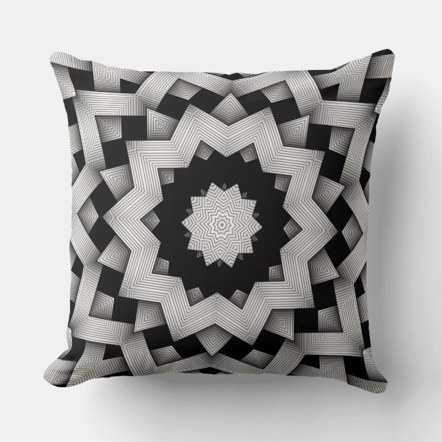 Graphic White Square Embossed Patterns Pillow (Front)