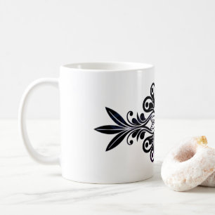 Graphic with a black elegant plant mark coffee mug